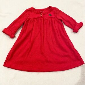 🛑 4/$20 Carters 9 month Girls Christmas Dress Baby Waffle Red Holly Clothes